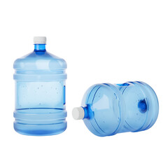 Large plastic water cooler jugs five gallon bottles for office dispenser isolated on transparent background for hydration and pure liquid resource