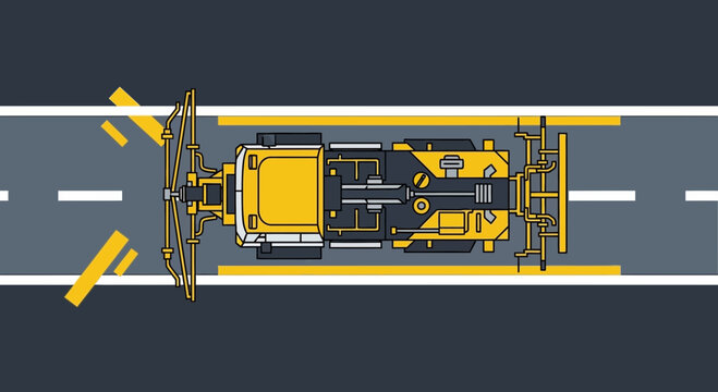 Aerial View Of Road Marking Machine Applying Lines