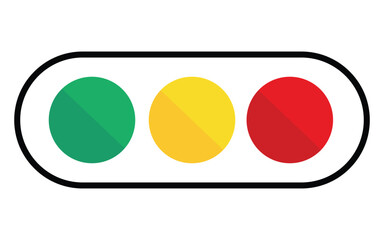 Traffic light icon with green yellow and red circles inside rounded frame sign