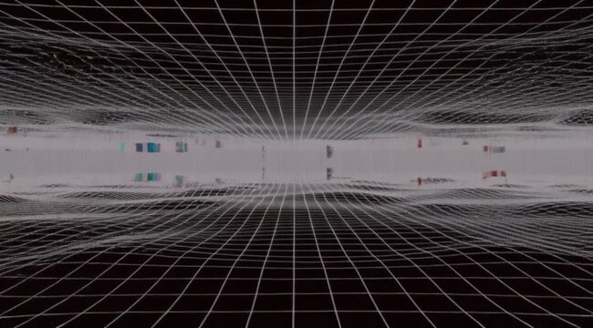 Dynamic 8-Bit Glitch Background &ndash; Warped Grid & Retro Arcade Loop