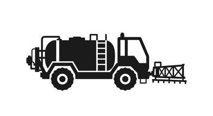 Fototapeta premium Agricultural Sprayer Vehicle Icon Black Silhouette
