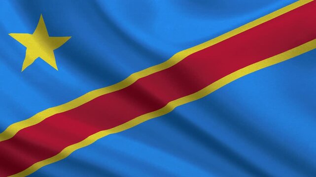 Congo Democratic Republic flag waving looping footage Full 4K (3840 x 2160) Realistic Congo Democratic Republic Flag Looping background. Looping Closeup Full 4K (3840 x 2160) footage. June 30th