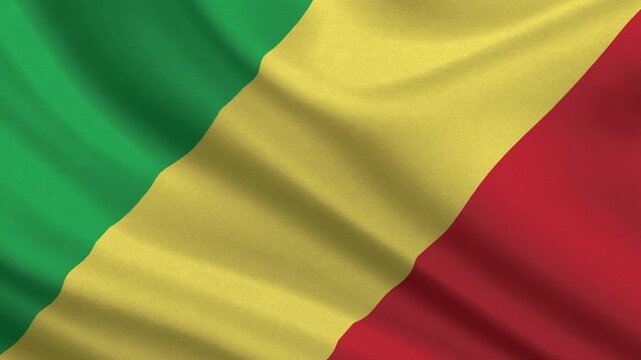 Congo Republic flag waving looping footage Full 4K (3840 x 2160) Realistic Congo Republic Flag Looping background. Looping Closeup Full 4K (3840 x 2160) footage. August 15