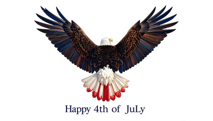 Obraz premium Majestic bald eagle with patriotic wings and tail feathers for Happy 4th of July celebration
