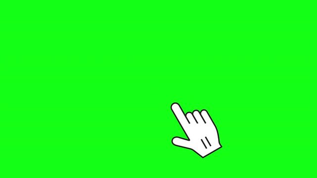 White finger pointer, computer mouse cursor ui element on green screen. 4k video..