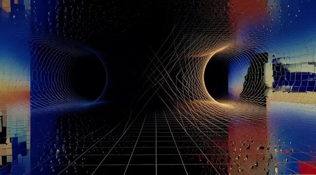 A retro-futuristic 8-bit glitch loop with a 70s color scheme