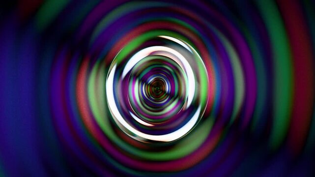 Looped dynamic animation of a torus shape made of liquid glass material. Animation with rays of light refraction with the effect of gradient color transition. Animation of a glass shape with the effec