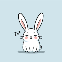 Obraz premium Cute white bunny rabbit sleeping peacefully with Zzz symbol.