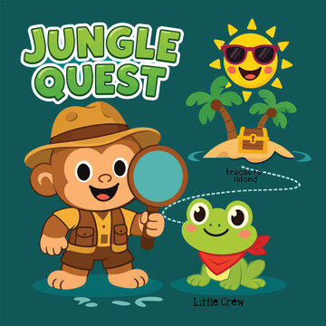 junggle quest animal cartoon vector
