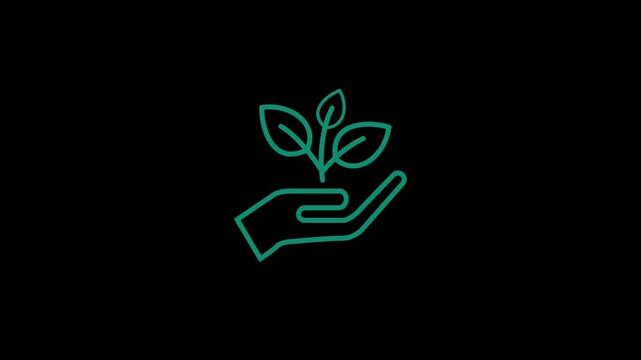 Plant, sprout in a hand icon. Line, glyph and filled outline colorful version, Hand holding plant outline and filled vector sign, eco care and sustainability icon set