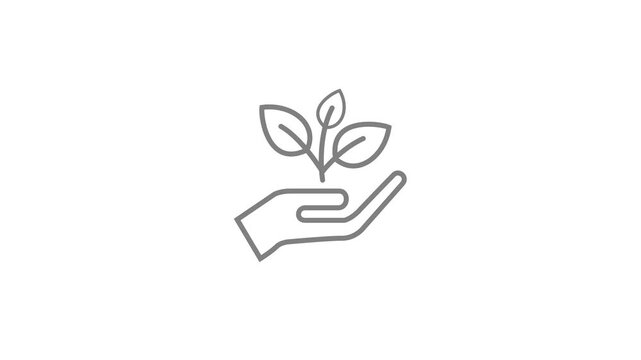 Plant, sprout in a hand icon. Line, glyph and filled outline colorful version, Hand holding plant outline and filled vector sign, eco care and sustainability icon set