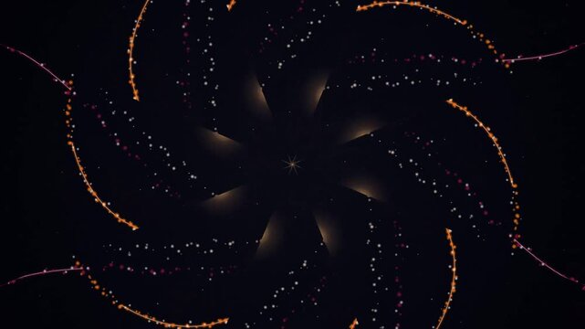creating festive light patterns in dark space with glowing strings