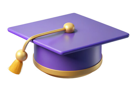 Purple graduation cap isolated on transparent background