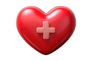 Obraz premium Red heart with medical cross symbol isolated on transparent background