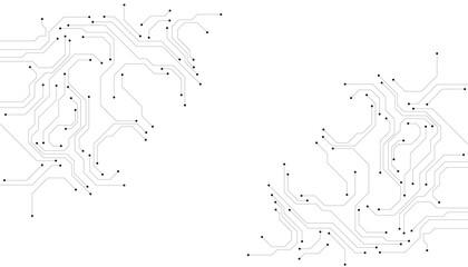 Naklejka premium Abstract technology circuit diagram on white background.High tech circuit board connection system.Vector abstract technology on white background.