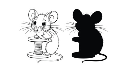 A colorful illustration of three mice on spools of thread in different styles