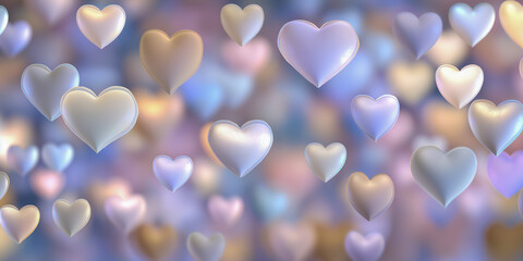 ハートが散りばめられた夢かわ背景 春色パステルグラデ