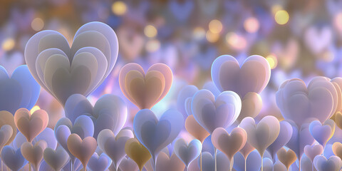 ハートが散りばめられた夢かわ背景 春色パステルグラデ