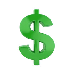 Obraz premium Green 3d dollar sign icon on white background