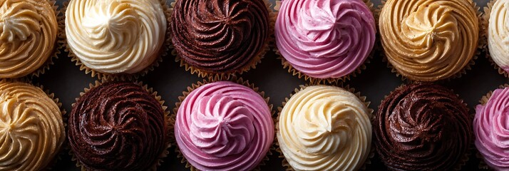 Fototapeta premium cupcakes with pink icing