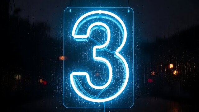number3 on black background
