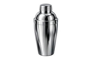 Stainless steel cocktail shaker for mixing beverages with transparent background