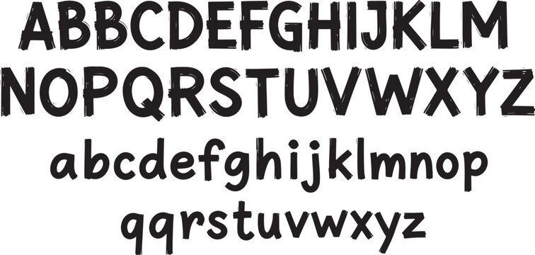 Uppercase and lowercase alphabet letters in brush stroke font