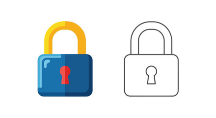 Two padlock icons one colored one outlined in black and white