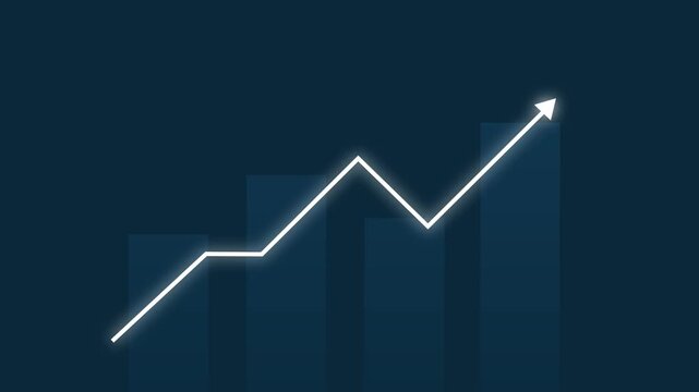 Growing financial statistics graph animation, motion graphic about business infographic graph going up, suitable for business development, income reports and increasing profits 4k video.