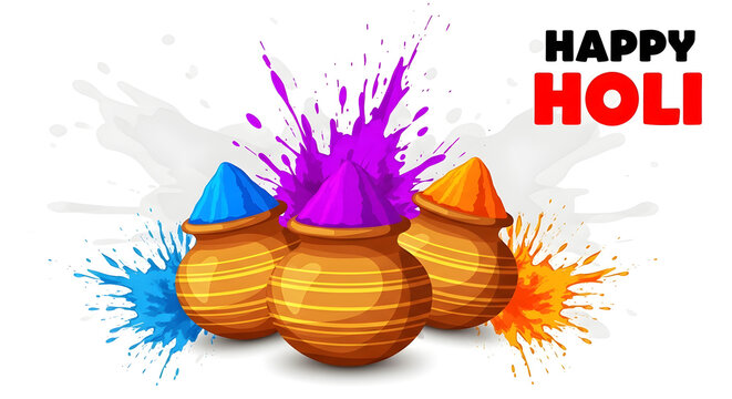 Vibrant holi celebrations with colorful pits and powder