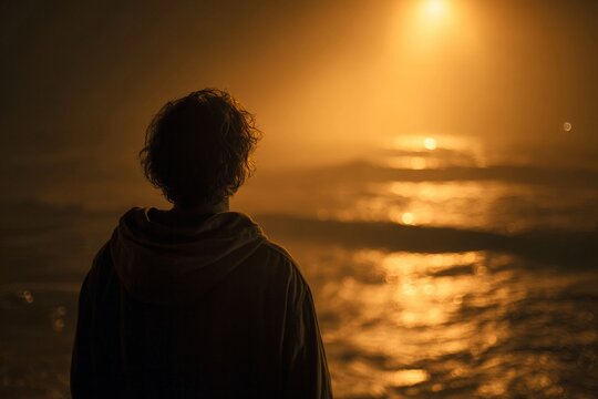 Peter looking at Jesus walking on a water, illustrating faith and biblical ctory.