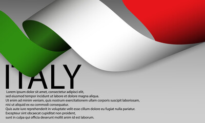 Italian flag ribbon background, banner, wallpaper for text. Europe IT Italy patriotic template  field flyer for advertising, web, frame.