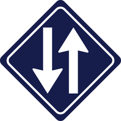 Two way road sign vector in blue and white