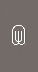 Minimalist white abstract symbol centered on a muted grey background.