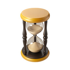 Elegant 3d rendered hourglass with sand flowing through clear glass bulbs, symbolizing time
