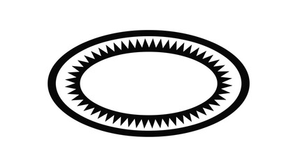 Fototapeta premium Minimalist black and white oval frame design featuring sharp inner spikes to create a unique decorative border for graphic use.