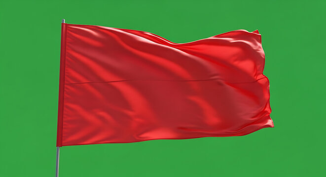 A vibrant red flag waving proudly against a clear sky symbolizing strength and determination.