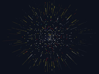 Fototapeta premium Abstract explosion of colorful light streaks emanating from a dark center