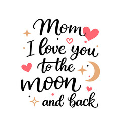 Fototapeta premium Mother's Day card. Declaration of love. Handwritten printable font. Flat vector illustration, isolated.