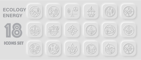 Neomorphism Ecology Icon Set