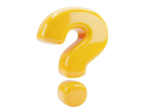 3d yellow question mark icon isolated on transparent background