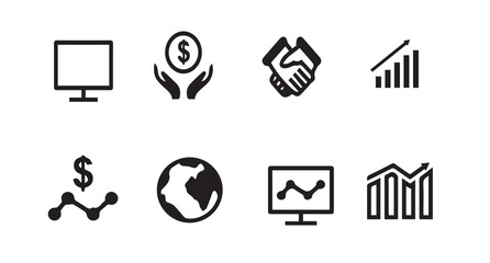 Management small business or company with group of people. Business Growth Icons. Outline icon set of small business