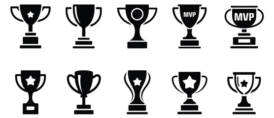 Trophy cup icon vector illustration, recognition and achievement award symbol, winner trophy design