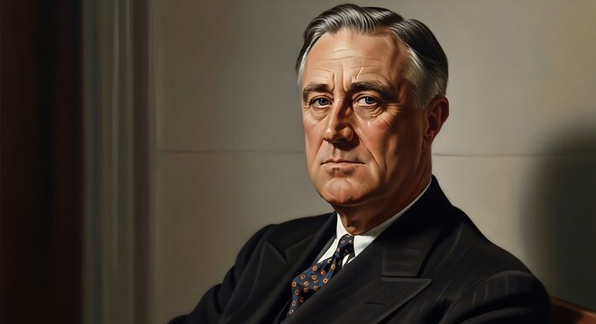 Museum-quality realistic portrait of Franklin D. Roosevelt