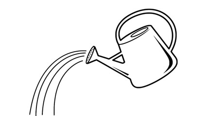 A simple line drawing of a watering can pouring water