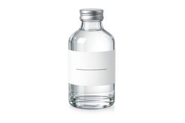 Fototapeta premium Glass bottle with blank label mockup against transparent background
