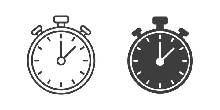 Stop watch icon vector illustration, editable vector stroke graphic, time measurement and countdown concept