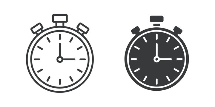 Stop watch icon vector illustration, editable vector stroke graphic, time measurement and countdown concept