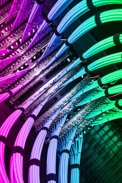 Colorful Fiber Optic Cables in Data Center