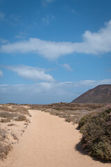 Footpath to Caldera mountain, the ancient volcano of Lobos Island (Islote de Lobos), Fuerteventura